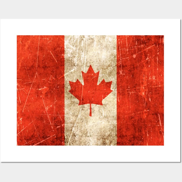 Vintage Aged and Scratched Canadian Flag Wall Art by jeffbartels